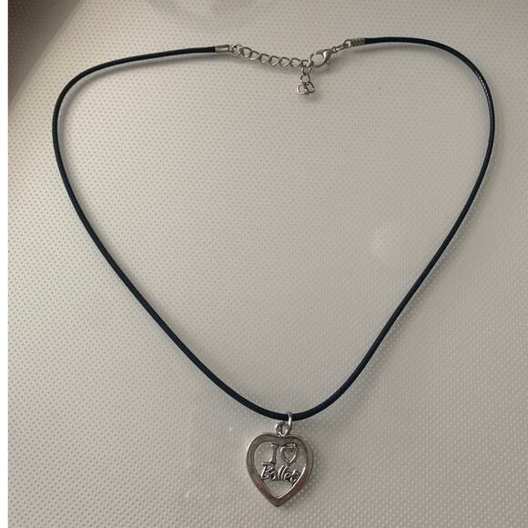 I love ballet charm necklace on black cord - Picture 2 of 5